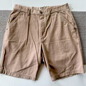 Vintage Union Color Khaki Tan Cotton Utility Shorts Size 36 Waist